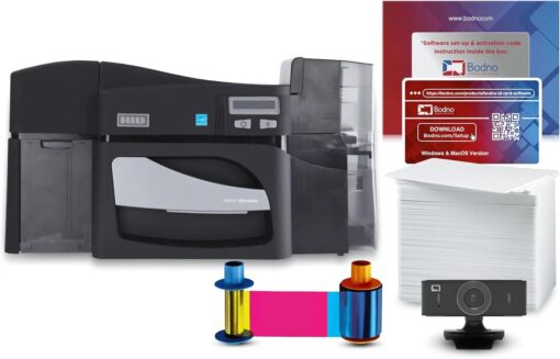 Fargo DTC4500e Dual Sided ID Card Printer & Complete Supplies Package with Bodno ID Software – Bronze Edition