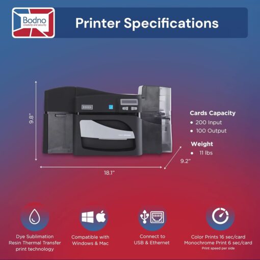 Fargo DTC4500e Dual Sided ID Card Printer & Complete Supplies Package with Bodno ID Software – Bronze Edition - Image 4