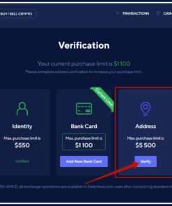 Switchere Verified Account – Perfect for (CC to BTC Cashouts)